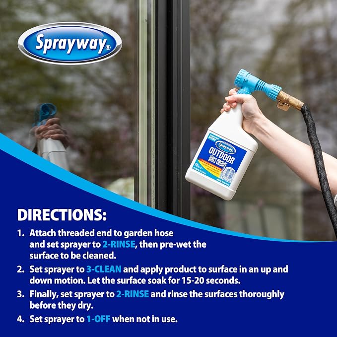 Sprayway Outdoor Glass Cleaner, 32oz, Pack of 6 | Streak-Free Shine, Foaming Action | Ideal for Windows, Patio Doors, and Outdoor Glass Surfaces