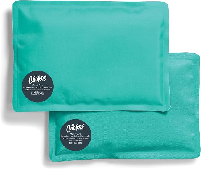Fit & Fresh Cool Coolers Soft Ice for Lunch Bags, Flexible Stretch Nylon, Durable, Reusable Lunch Box Ice Packs, Soft_Ice, Reusable Freezer Packs, Lunch_Ice, Easy to Clean, Teal, 2 Count (Pack of 6)