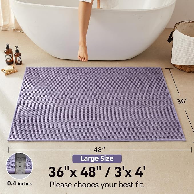 Triohero Large Bathroom Rugs Non Slip Washable Bath Rugs Super Absorbent Bathroom Rug Thin Quick Dry Low Pile Bath Mats, Lavender 36"x48"