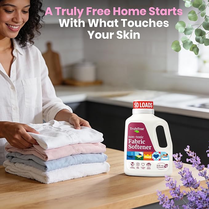 Truly Free Natural Fabric Softener | Non-Toxic for Babies & Kids Sensitive Skin | Plant-Based Laundry Softening Conditioner | Safe, Gentle & Chemical-Free | Signature Scent | 4 Pack Refill