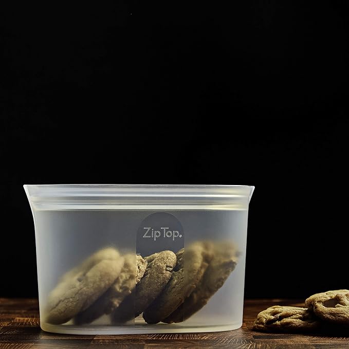 Zip Top Reusable Food Storage Bags | Medium Dish [Frost] | Silicone Meal Prep Container | Microwave, Dishwasher and Freezer Safe | Made in the USA