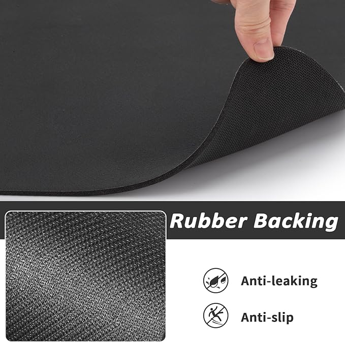 HotLive Dog Food Mat - Absorbent Cat Mat for Food and Water, No Stains Pet Feeding Bowl Mat, Easy to Clean Pet Placemats, Quick Dry Dog Water Dispenser Mat for Messy Drinkers | Paw Black 16"x 24"