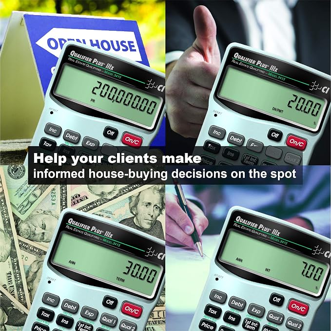 Calculated Industries 3415 Qualifier Plus IIIx Advanced Real Estate Mortgage Finance Calculator | Simple Operation | Buyer Pre-Qualifying | Solves Payments, Amortization, ARMs, Combos, FHA, VA, More | Advanced Mortgage Finance, Simple Operation, Buyer ...
