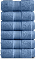 Springtree Home Luxury Bamboo Rayon Hand Towel Set | 6-Pack | Med Blue | 35% Bamboo Rayon - 65% Zero Twist Cotton | Absorbent Quick-Dry Towels for Bathroom | Ultra Soft | OEKO-TEX Standard 100