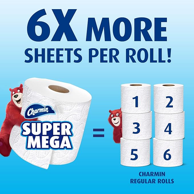 Charmin Ultra Strong Toilet Paper, Super Mega Roll, 8 Count of 426 2-Ply Sheets Per Roll