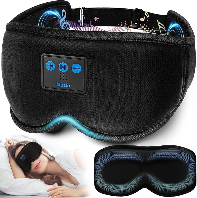 Sleep Headphones, HILDCROA Sleep Mask with Bluetooth Headphones, Sleeping Earphones for Side Sleeper, Bluetooth Eye Mask for Sleeping, Meditation & Travel