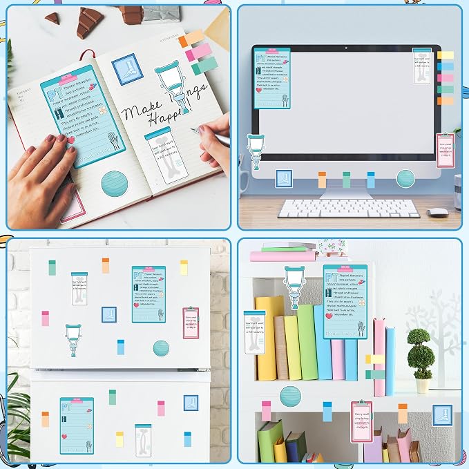 Xqumoi Physical Therapist Sticky Notes Set - 550 Sheets Best Doctors Ever Self-Stick Note Pads, Medical Themed Divider Tabs Bundle Memo Pad, Thank You Gifts for PTs Doctors Nurses