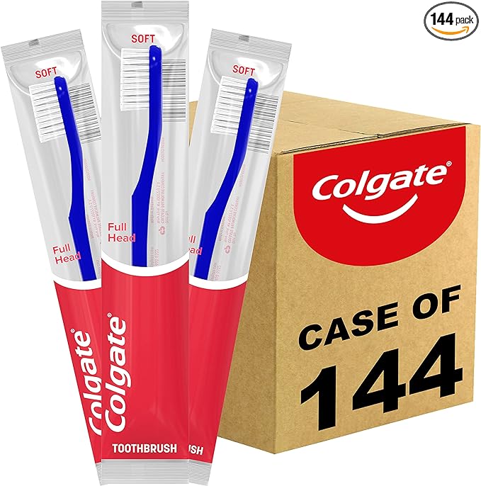 Colgate Soft Toothbrushes, Bulk Toothbrushes, Individually Wrapped Toothbrushes for Adults, Case of 144