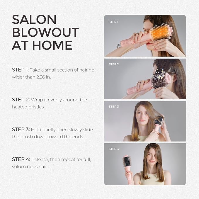 TYMO 4.0 Hair Blow Dryer Brush - Lightweight 3X Faster Drying 5-in-1 Ionic Blowout Hair Dryer Brush Adds Shine, Volume & Fullness for Smooth, Anti-Frizz Straight, Curl & Blowout Styles, Gold