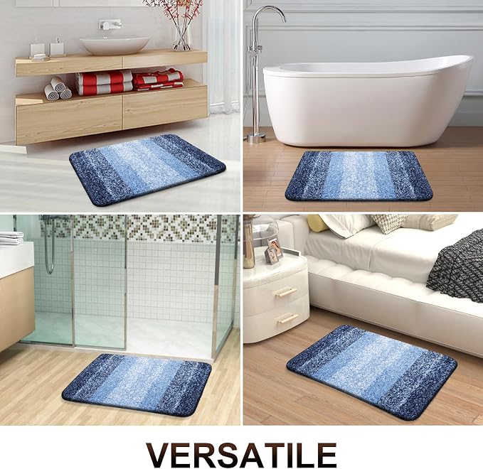 OLANLY Bathroom Runner Rugs Mat 59x24, Extra Soft Absorbent Microfiber Bath Rugs, Rubber Backing, Quick Dry, Washable Long Bath Mats for Bathroom Floor, Tub and Shower, Home Decor Accessories, Navy
