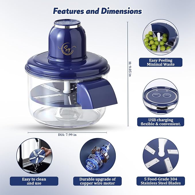 Automatic Grape Peeler Machine, Electric Garlic & Cherry Tomato Skin Remover Tool for Small Fruits (Autamatic Grape Peeler)