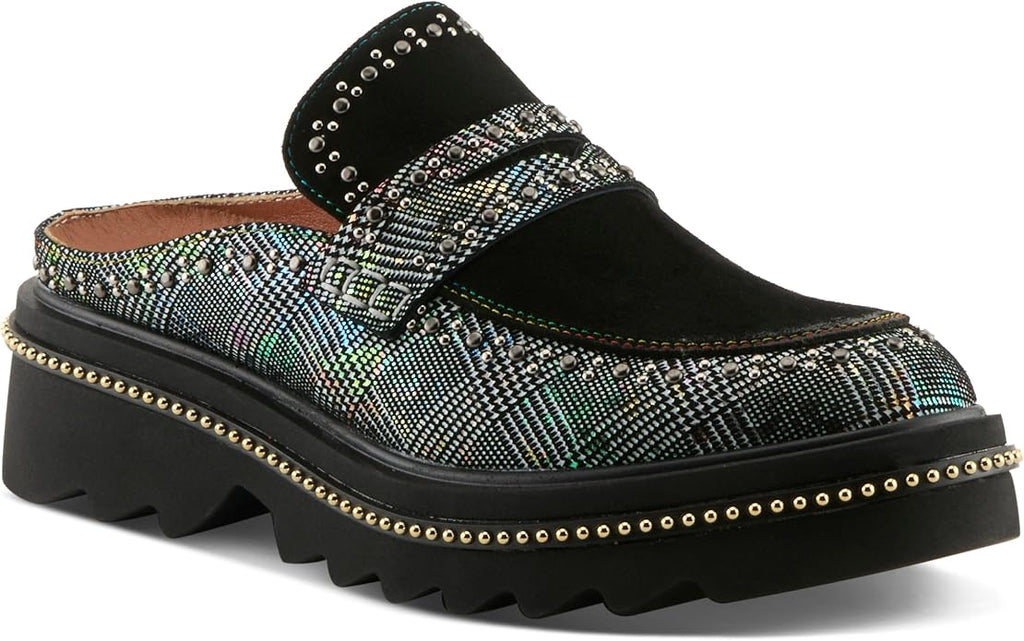 Spring Step L'Artiste Women's Clogona | Leather and suede upper with studded trim, slide-on closure, microsuede lining and insole, and polyurethane outsole