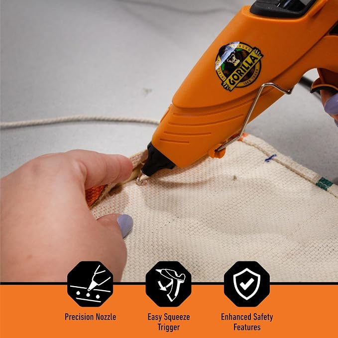 Gorilla Hot Glue Gun, Dual Temp | Precision Nozzle | Easy Squeeze Trigger | 45 Sticks, Pack of 5