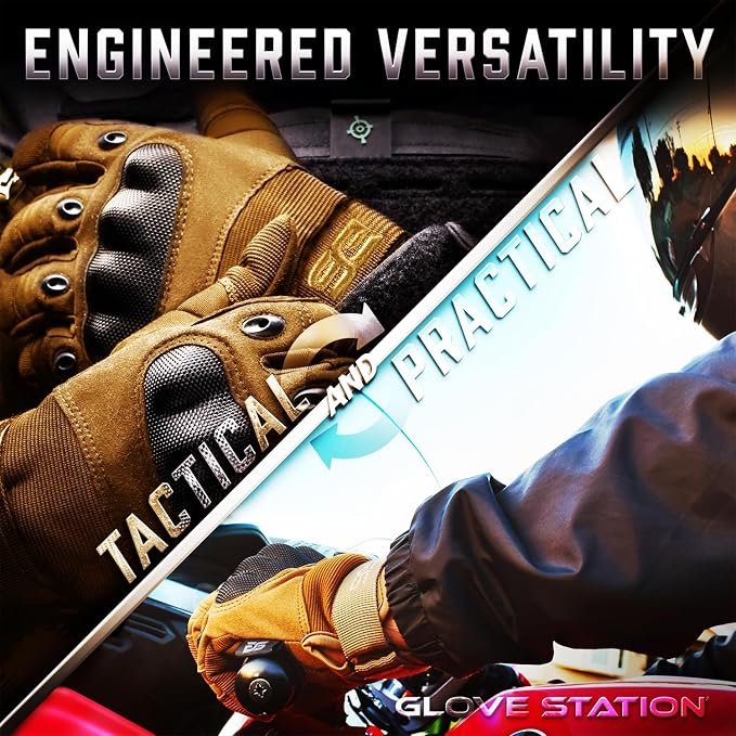 Glove Station Hard Knuckle Utility Gloves, Touchscreen, THKFF, Tan, Large | TPR Impact Shield, Touchscreen Compatible - Motorcycle, Outdoor & Utility Use