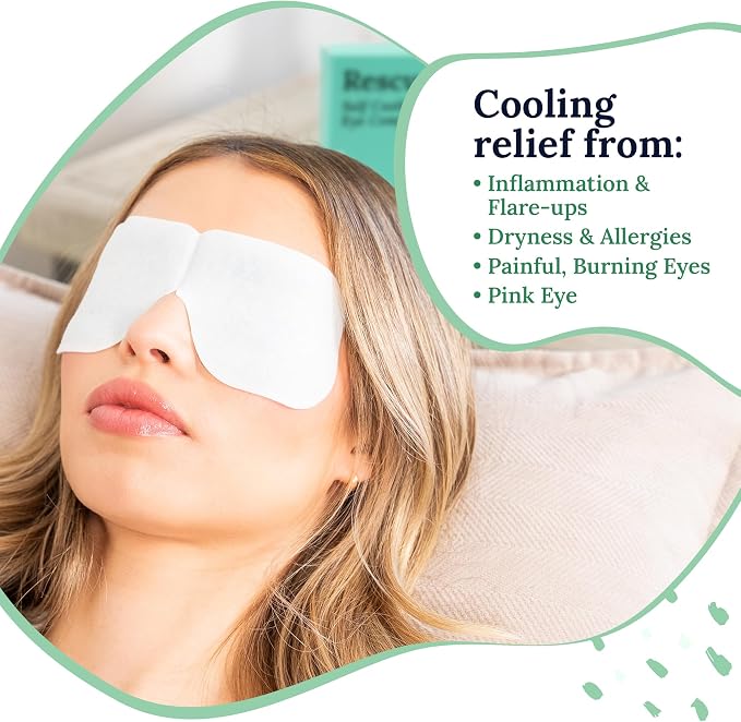 CorneaCare Rescue: Hydrogel Self Cooling Compress | Cold Eye Masks for Puffy Eyes | Self Cooling Eye Compress for Fast Relief | Travel Ready | 12 Count