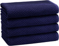 COTTON CRAFT Euro Spa Waffle Weave Bath Towels - Set of 4 Navy Towels | Pure 100% Ringspun Cotton Oversized Luxurious Towel Set - Soft Plush Super Absorbent Low Lint Quick Dry - 30 x 56 inches