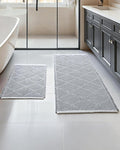 Furicher Waffle Bath Mat Set, Non Slip Bathroom Rugs Sets 2 Piece, Ultra Absorbent Long Bath Rug Runner for Bathroom Decor, Machine Washable Boho Mats, Grey & White, 20"×47" Plus 18"×30"