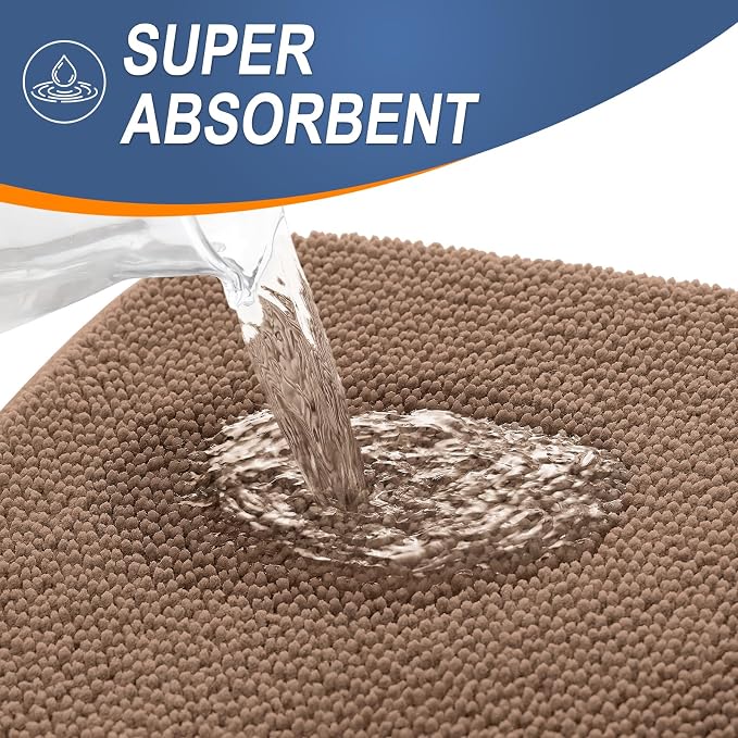 OLANLY Memory Foam Bathroom Runner Rugs 44x24, Absorbent Long Mat, Mocha | Soft Quick Dry Bath Mat Rugs, Non-Slip, Machine Washable Mat for Bathroom Floor, Tub and Shower, Home Decor Accessories