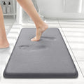 Smiry Memory Foam Bath Mat 24x16, Extra Soft and Absorbent Bathroom Mats, Non Slip Washable Carpet for Floor, Shower and Tub, Medium Grey
