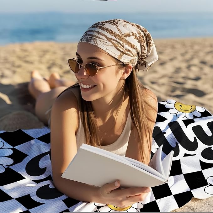 JML Personalized Beach Towel with Name, Custom Flower Beach Towel, Customized Microfiber Pool Towel, Quick Dry & Absorbent Swim Towel for Adult,Mother's Day, Birthday, Summer Holiday,Vacation