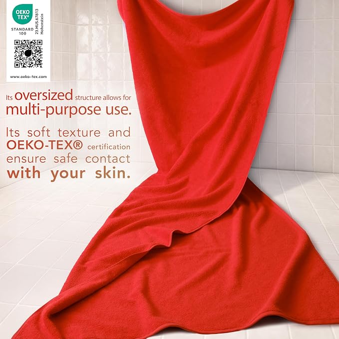 Cotton Paradise 100% Cotton Turkish Towel, Soft Absorbent Quick Dry, 40x80 Oversized Bath Sheet Towel, Red