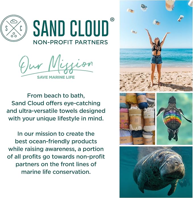 Sand Cloud Turkish Beach Towel - Sand Resistant & Quick Dry Towel | 100% Certified Organic Turkish Towel - Bath Towel or Beach Blanket for Picnic - As Seen on Shark Tank - Gocek (Black)