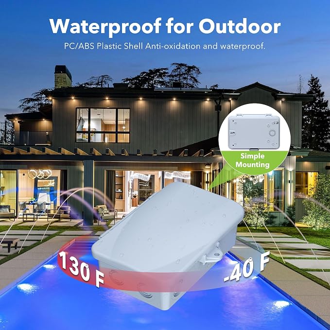 BN-LINK Pool Pump Timer, Outdoor Indoor Smart Wi-Fi Timer Box, 2HP 40A Max, 120, 240, 277 VAC, for Pool Pump, Water Heater, Fans, SPA, APP Remote Control, Compatible with Alexa, Google Assistant