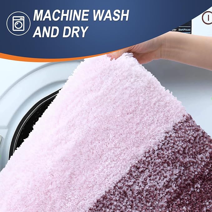 OLANLY Bathroom Rugs Mat 34x21, Extra Soft Absorbent Microfiber Bath Rugs, Rubber Backing, Quick Dry, Machine Washable Bath Mats for Bathroom Floor, Tub and Shower, Home Decor Accessories, Mauve