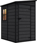 DWVO 5x4 FT Resin Outdoor Storage Shed with Floor, Large Waterproof Lockable Storage Shed with Window, Plastic Tool Shed for Garden, Backyard, Patio, Lawn