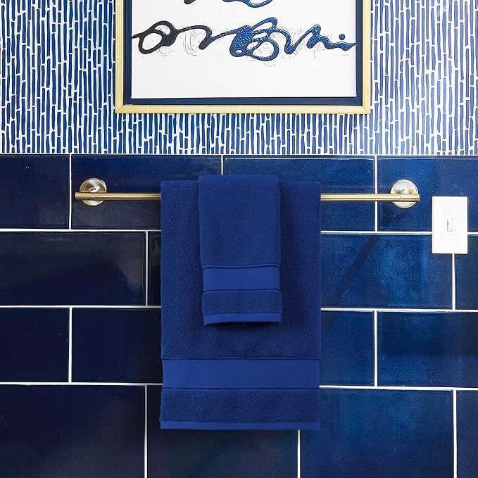 COZYART Bath Towel Set 6 PCS, Royal Blue Luxury 100% Turkish Cotton 650GSM | Soft Absorbent Quick Dry, OEKO‑Tex 100 Cert. Zero Twist Ring Spun Cotton, Plush Fluffy, Breathable Hotel Quality Towels Set