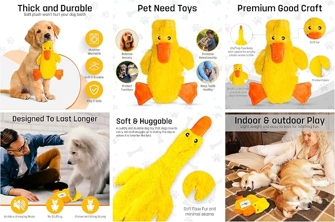 FGA MARKETPLACE Duck-Monkey Flat NO Stuffing NO Squeak Plush Dog Toy, Funny Style Will Entertain Your Pet for Hours, Recommended for Small and Medium Dog 21 INCH Long
