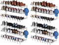 4 Pack Wall Mounted Shoe Rack, 3 Tier Hanging Shoe Rack Holds 48 Pairs, 17"-30"Adjustable Heavy Duty Metal Shoe Organizer Holder with 8 Storage Hooks, Space Saving for Closet Entryway Doorway（White)