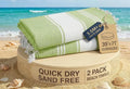 LANE LINEN Turkish Beach Towel 2 Pack, Super Absorbent, Durable - Jade Lime | Oversized Beach Towel 39"x71" - Lightweight Beach Essentials for Women - Large Pool Towel, Absorbent & Quick Dry, Great Gift