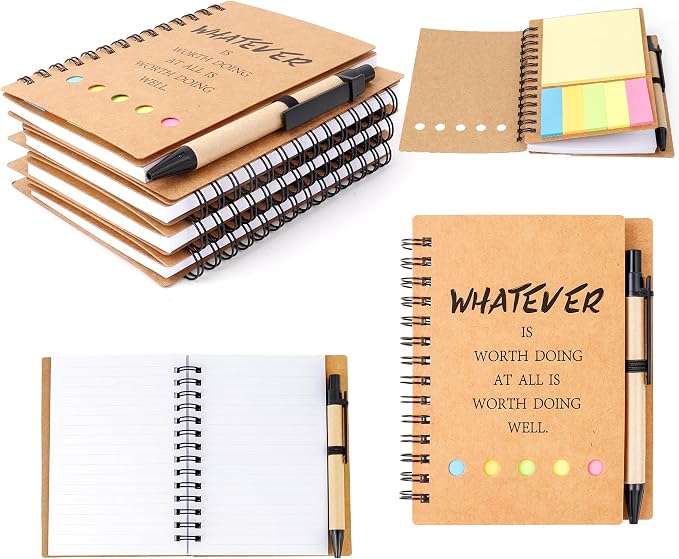 ERUW Inspirational Spiral Notebook 4 Sets Employee Appreciation Gifts Bulk Team Office/Students Thank You Gifts Journal Lined Pocket Notepad,Note Pads for Nurse Teacher Employees Coworker Volunteer