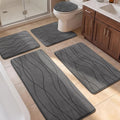 YIHOUSE Bathroom Rugs Set 5 Piece, Memory Foam Bath Mat Dark Grey | Ultra Soft, Absorbent, Non-Slip, Machine Washable, for Bathroom, Sink and Toilet