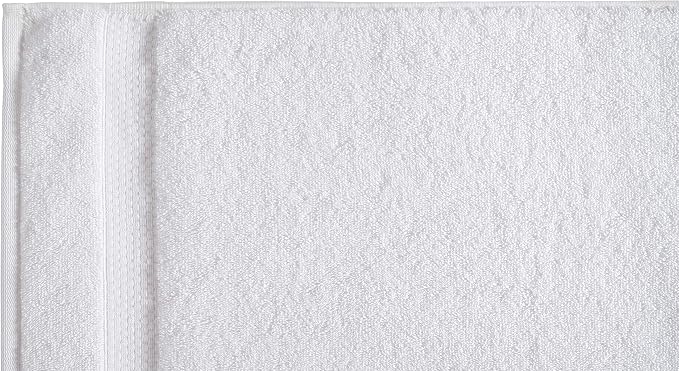 Amazon Basics 6-Pack Bath Towels, 100% Ring Spun Cotton, 600 GSM, Lightweight and Highly Absorbent, Quick Drying, Hotel Quality, 27 x 54 inches, White