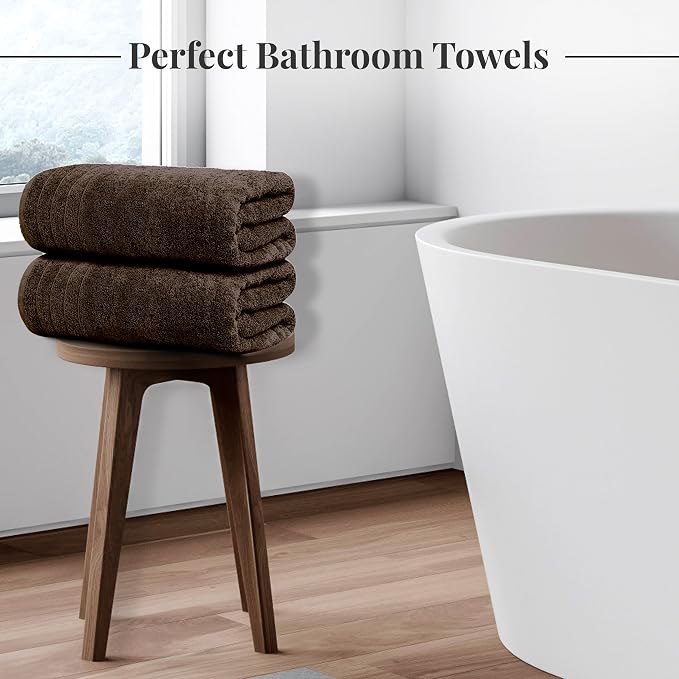 Tens Towels 4 Piece Extra Large Bath Towels 30 x 60 Inches, Brown | 100% Cotton, Larger & Lighter Weight, Quicker to Dry, Super Soft and Absorbent, Perfect for Bathroom