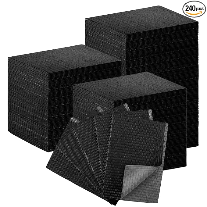 240pcs Disposable Nail Mats Foldable Nail Paper Towels, Table Acrylic Nail Practice Sheet, 3 Ply Waterproof Clean Nail Table Practice Mat for Salon Manicure Tattoo,Nail Art Accessories 13"x18" (Black)