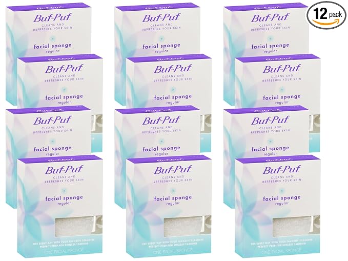 Buf-Puf Facial Sponge, Dermatologist Developed, Removes Deep Down Dirt & Makeup That Causes Breakouts and Blackheads, Reusable, Exfoliating, White, 12 Count