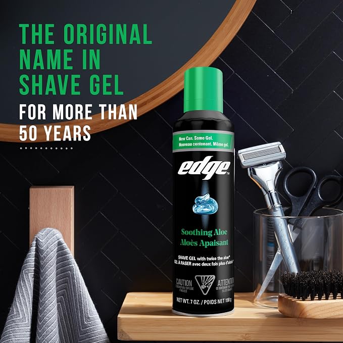 Edge Shaving Gel for Men, Soothing Aloe with Twice The Aloe, (6 Pack) - Shave Gel For Men That Moisturizes, Protects and Soothes To Help Reduce Skin Irritation