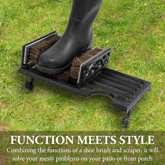 MyGift Heavy Duty Shoe Scraper and Boot Brush, Vintage Cast Iron Shoe Dirt Scrubber Cleaner/Outdoor Boot Mud Brush | Vintage Mud Scrubber Removes Dirt from Work Boots, Hiking Shoes, Rain Boots & Garden Footwear