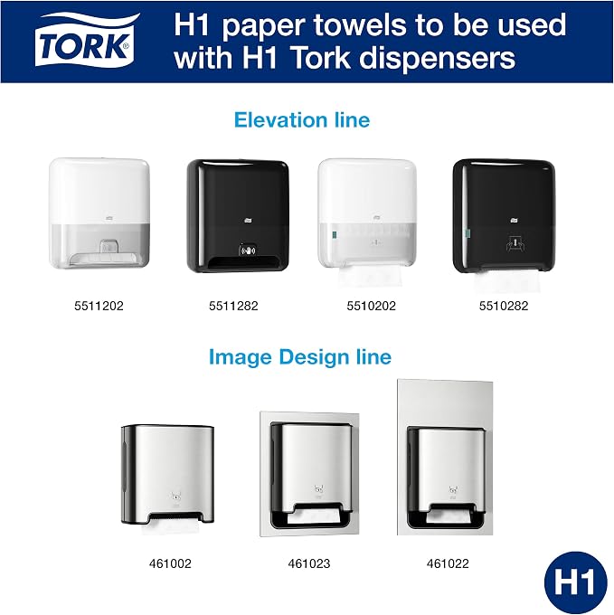 Tork Matic Extra Soft Paper Hand Towel Roll White with Blue Leaf H1 (6 Rolls) and Tork Mini Jumbo Toilet Paper Roll White T2 (12 Rolls)