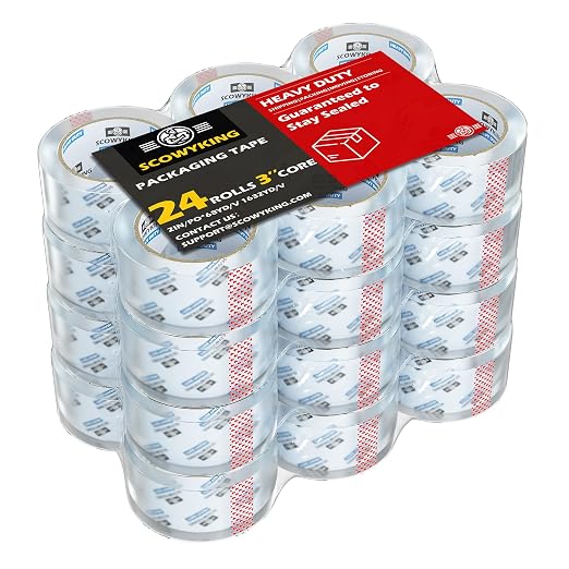 Clear Packing Tape Refills Heavy Duty,24 Pack,2.7 Mil,2"×68 Yd | Total 1632 Yards,Compatible with Standard Tape Dispenser,Quiet Unwind,Easy Start,for Shipping Packaging Moving Sealing,Bulk