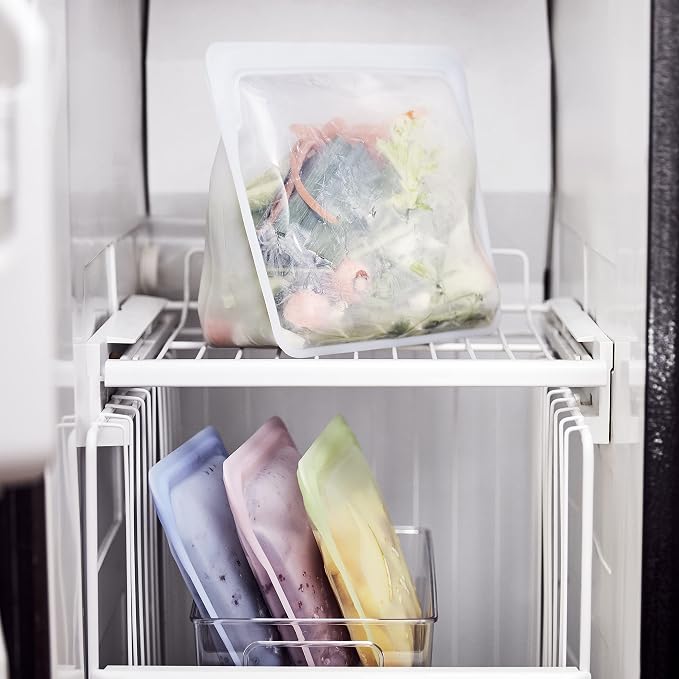 Stasher Silicone Reusable Storage Bag, Stand-Up Mega Bag, Reusable Freezer Bags,Microwave,Dishwasher,Oven Safe,Sous Vide,Premium Lunch Container,Eco Friendly,Food Storage Bags,104 oz,Clear (Pack of 2)