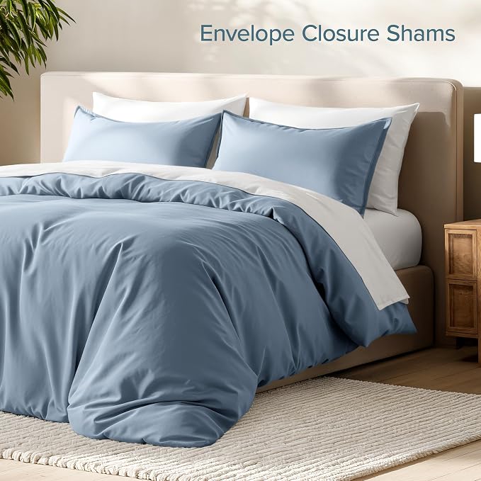 Bare Home Bedding Duvet Cover California King Size - Premium 1800 Super Soft Collection - Lightweight, Cooling - Soft Breathable Bedding Duvet Cover (Cal King, Dusty Blue)