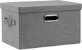 Graciadeco Medium 15" 21 Quart Collapsible Stackable Storage Bins with Lids, 1 Pack Gray Foldable Fabric Closet Storage Boxes with Lids, 4 Handles Heavy-duty Linen Cube Baskets for Bedroom