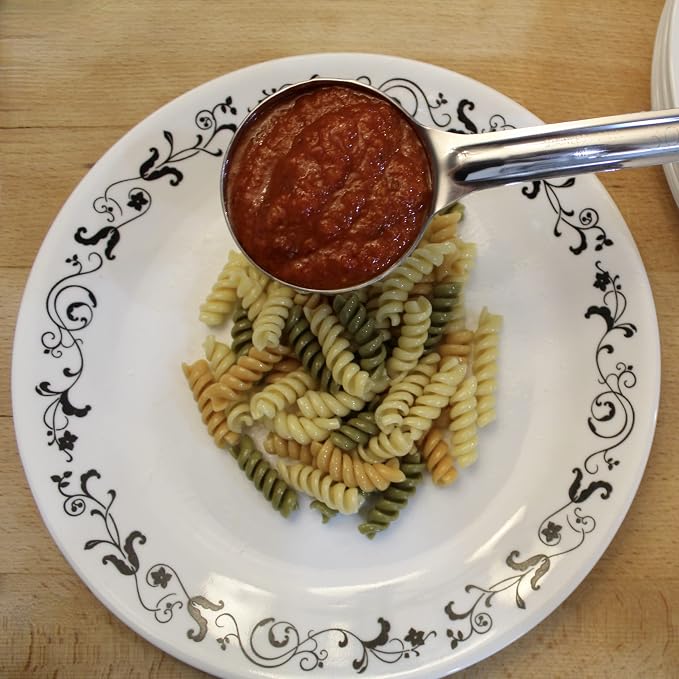 3 oz Solid Stainless Steel Portion Control Ladle Spoon | Commercial-Grade Spoodle for Portioning & Serving - Soups, Sauces & Buffet Service. Color-Coded by Size. Dishwasher Safe.