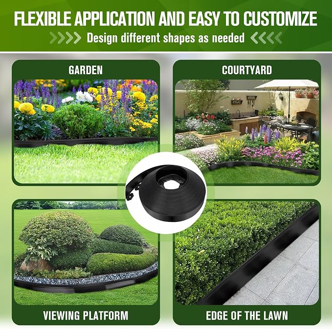 Garden Edging, 3" x 100' Landscape Edging, No Dig Edging for Landscaping with 120 Pcs Anchoring Spikes, Flexible Landscape Border Edging for Landscaping, Yard Lawn, Flower Beds(Black)