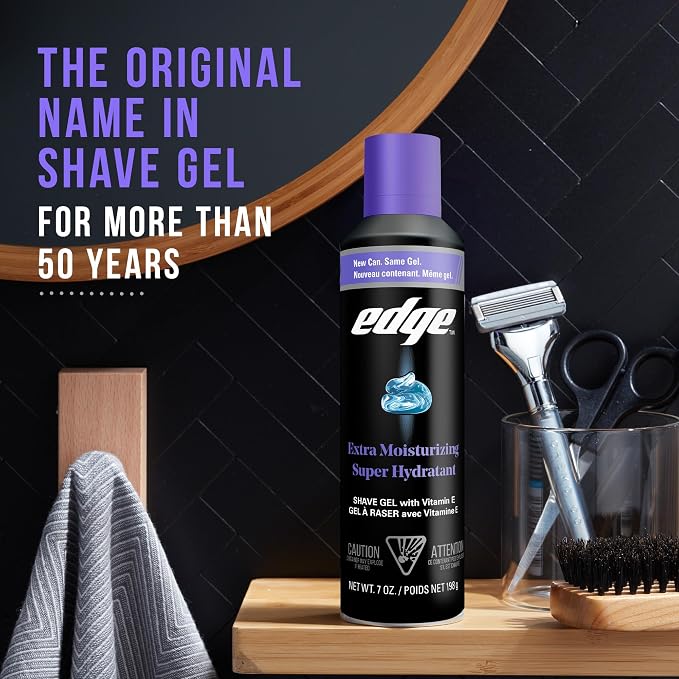 Edge Shaving Gel for Men, Extra Moisturizing with Vitamin E, (6 Pack) - Shave Gel For Men That Moisturizes, Protects and Soothes To Help Reduce Skin Irritation