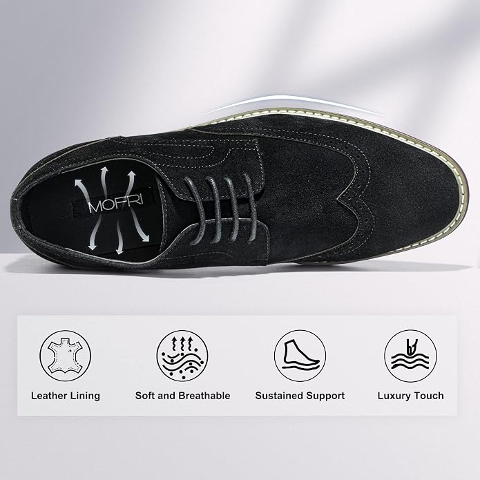 Mens Classic Cap Toe Dress Shoes Oxford for Office | Polished PU Outer Shell,Ventilated Comfortable Latex Insole. Formal Footwear Suited for Office Engagements ,Outings,Weddings